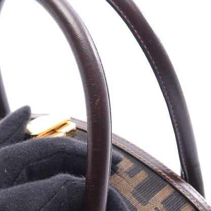 ズッカ 2WAY ハンドバッグ キャンバス レザー ブラウン ダークブラウン フェンディ バッグ FENDI