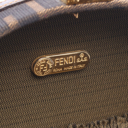 ズッカ 2WAY ハンドバッグ キャンバス レザー ブラウン ダークブラウン フェンディ バッグ FENDI