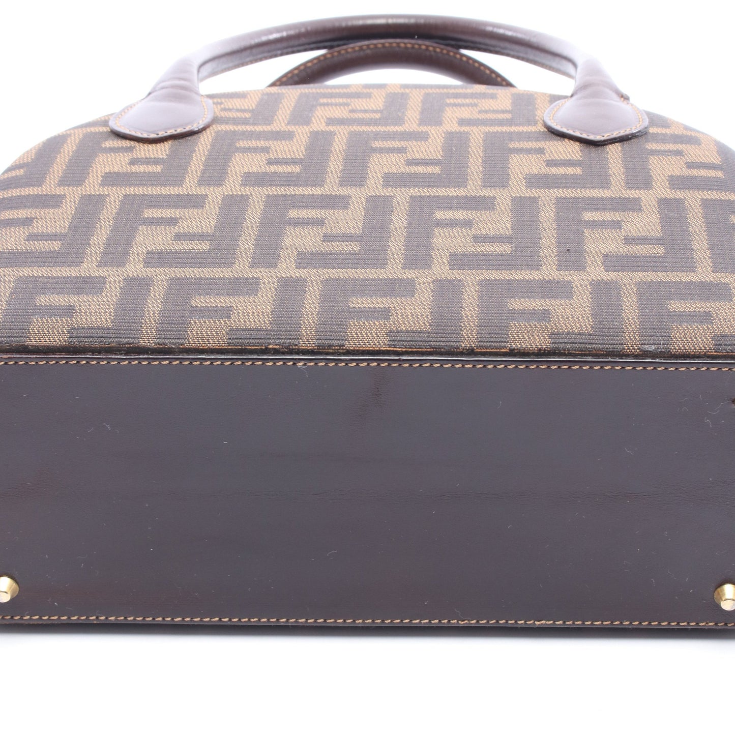 ズッカ 2WAY ハンドバッグ キャンバス レザー ブラウン ダークブラウン フェンディ バッグ FENDI