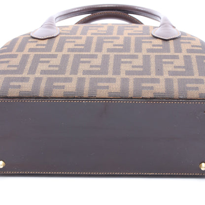 ズッカ 2WAY ハンドバッグ キャンバス レザー ブラウン ダークブラウン フェンディ バッグ FENDI