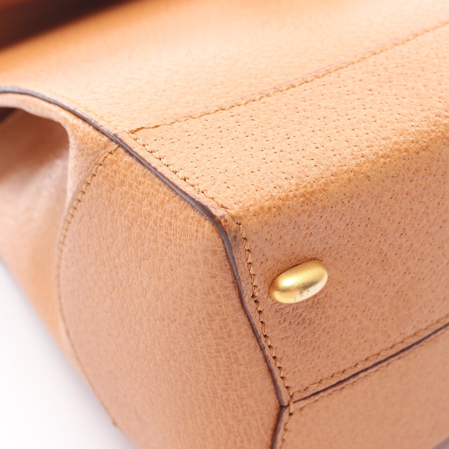 トップハンドル ターンロック 2WAY ハンドバッグ レザー ライトブラウン セリーヌ バッグ CELINE