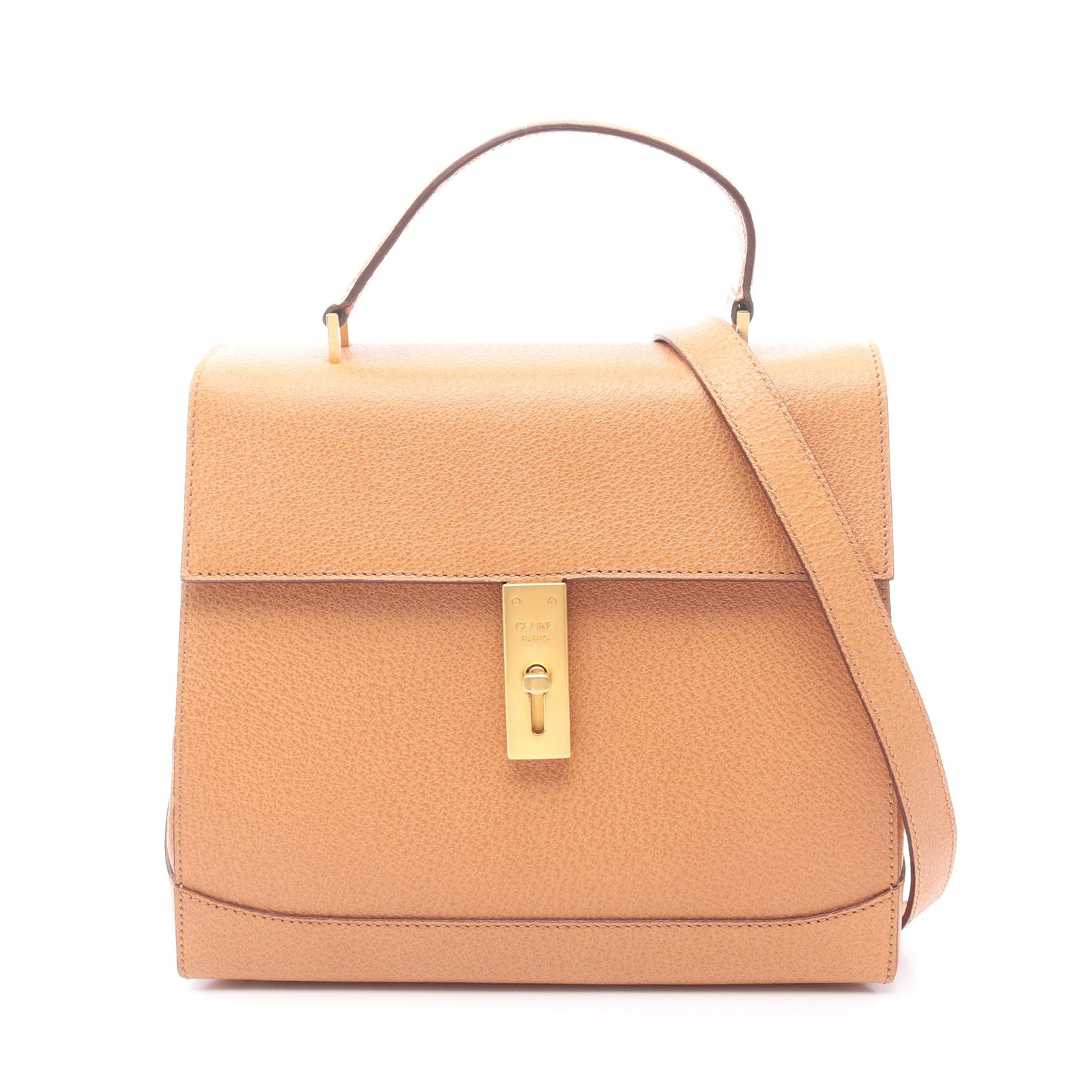 トップハンドル ターンロック 2WAY ハンドバッグ レザー ライトブラウン セリーヌ バッグ CELINE