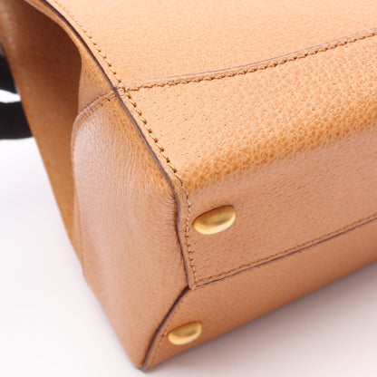 トップハンドル ターンロック 2WAY ハンドバッグ レザー ライトブラウン セリーヌ バッグ CELINE