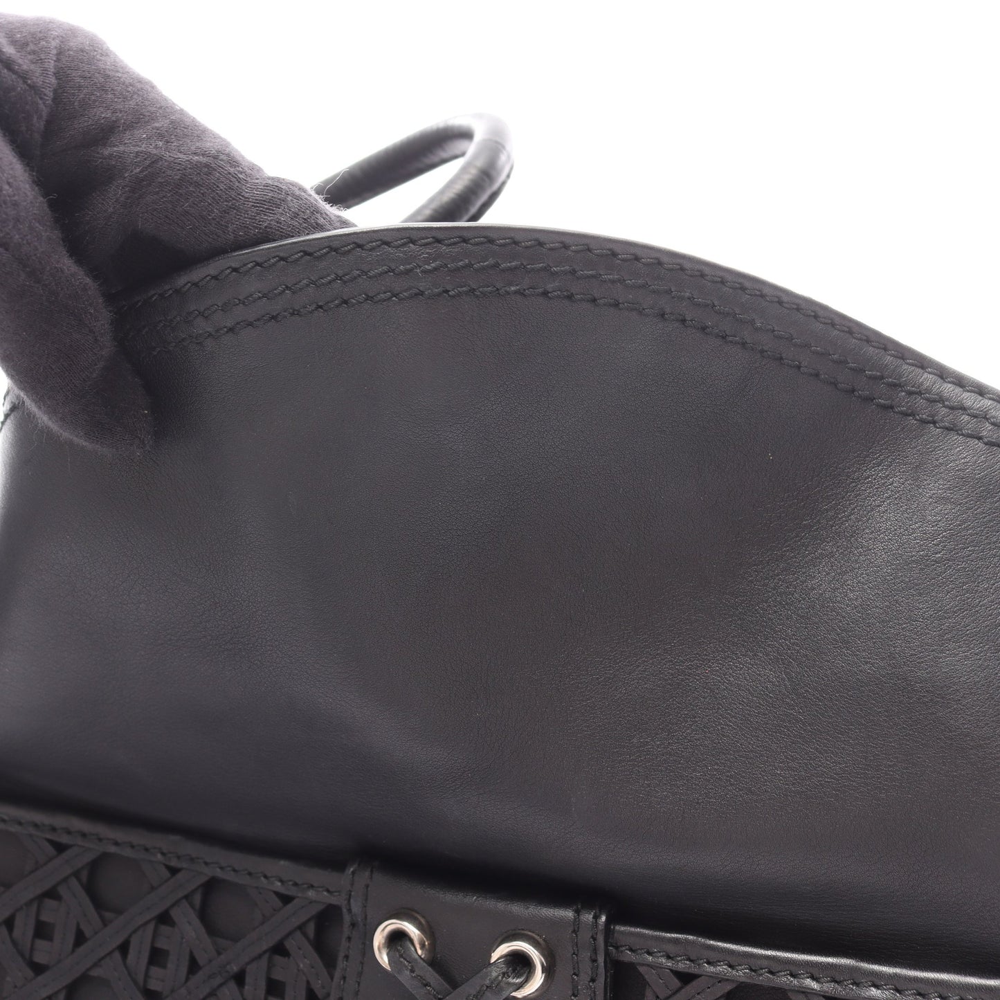 カナージュレースポケット付き ショルダーバッグ レザー ブラック クリスチャンディオール バッグ Christian Dior