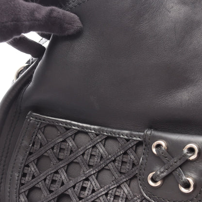 カナージュレースポケット付き ショルダーバッグ レザー ブラック クリスチャンディオール バッグ Christian Dior