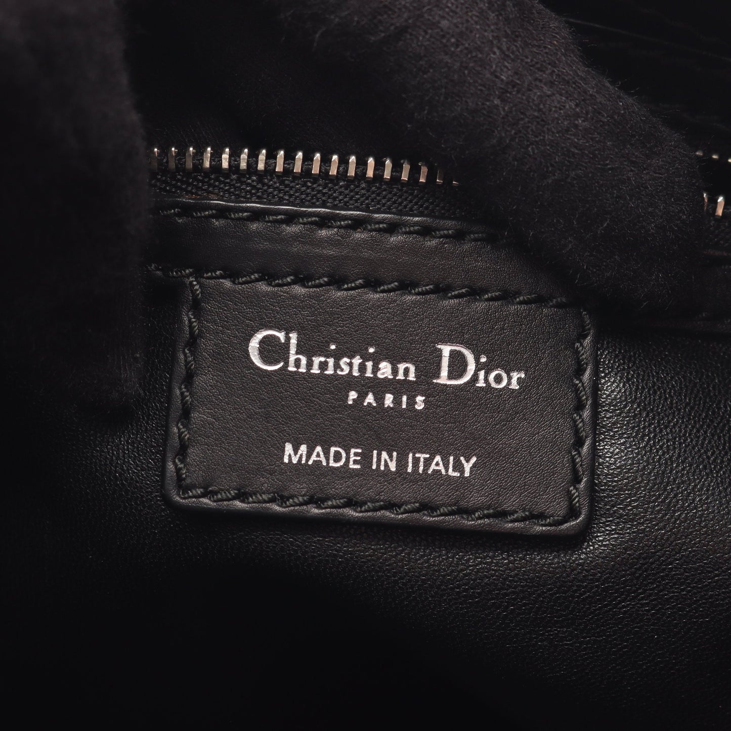 カナージュレースポケット付き ショルダーバッグ レザー ブラック クリスチャンディオール バッグ Christian Dior