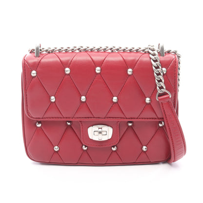 キルティング スタッズ チェーンショルダーバッグ レザー レッド ミュウミュウ バッグ miu miu