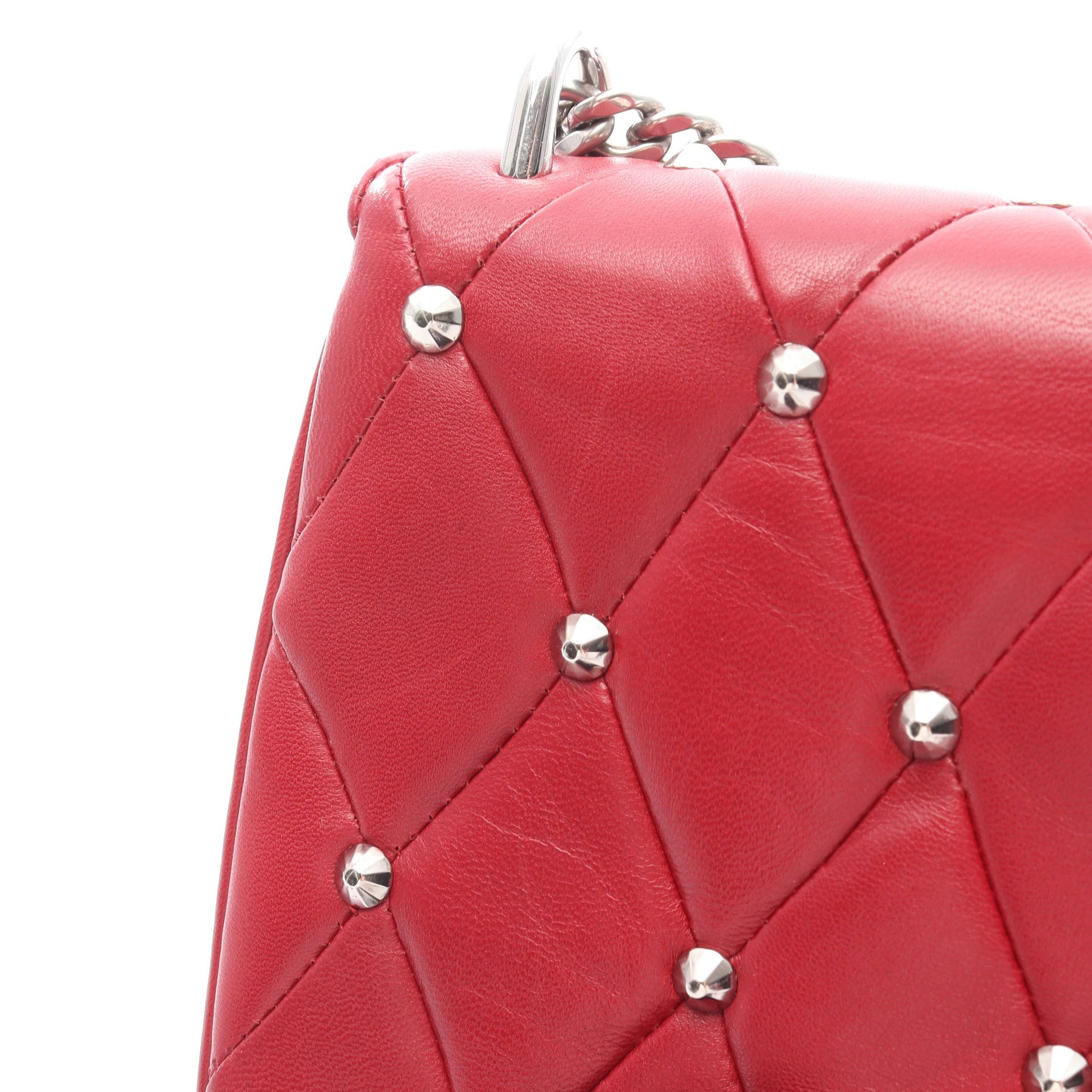 キルティング スタッズ チェーンショルダーバッグ レザー レッド ミュウミュウ バッグ miu miu
