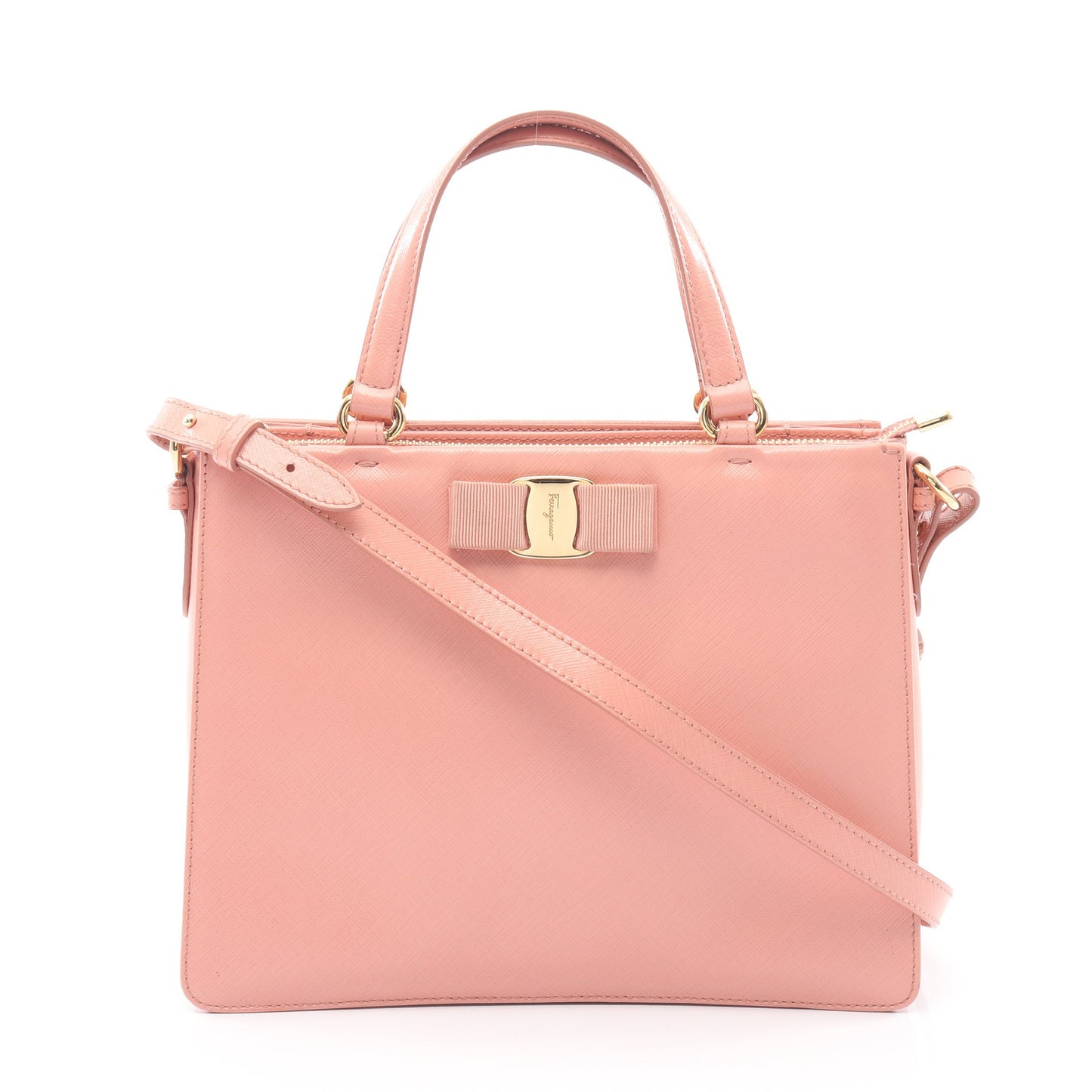 ヴァラリボン 2WAY ハンドバッグ レザー ピンク サルヴァトーレフェラガモ バッグ Salvatore Ferragamo