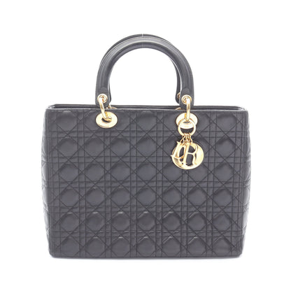 レディディオール ラージ カナージュ ハンドバッグ レザー ブラック クリスチャンディオール バッグ Christian Dior