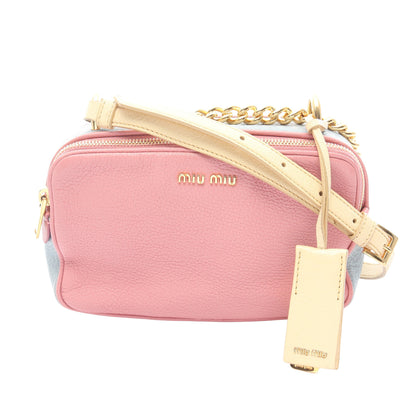 MADRAS マドラス チェーンショルダーバッグ レザー ピンク ライトブルー ライトイエロー ミュウミュウ バッグ miu miu