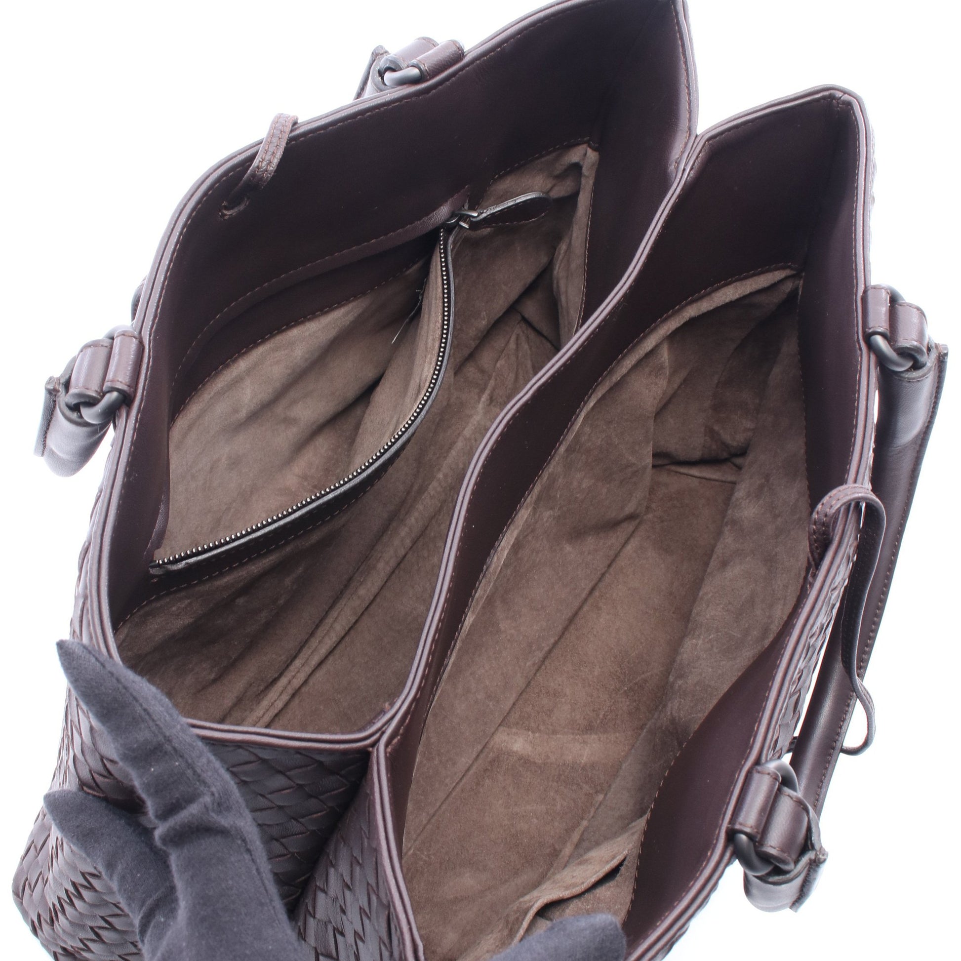 イントレチャート ハンドバッグ トートバッグ レザー ダークブラウン ボッテガヴェネタ バッグ BOTTEGA VENETA