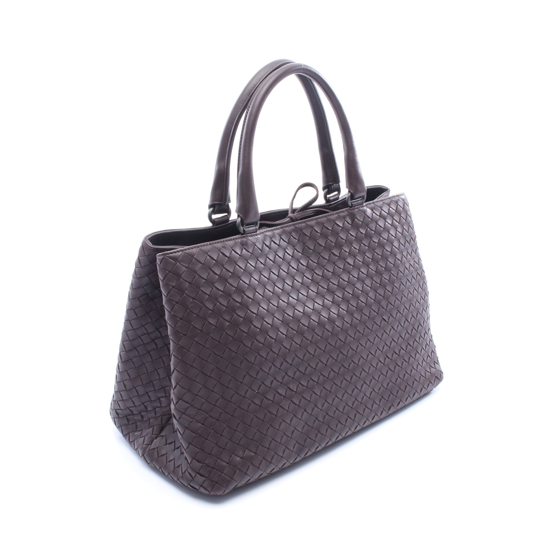 イントレチャート ハンドバッグ トートバッグ レザー ダークブラウン ボッテガヴェネタ バッグ BOTTEGA VENETA
