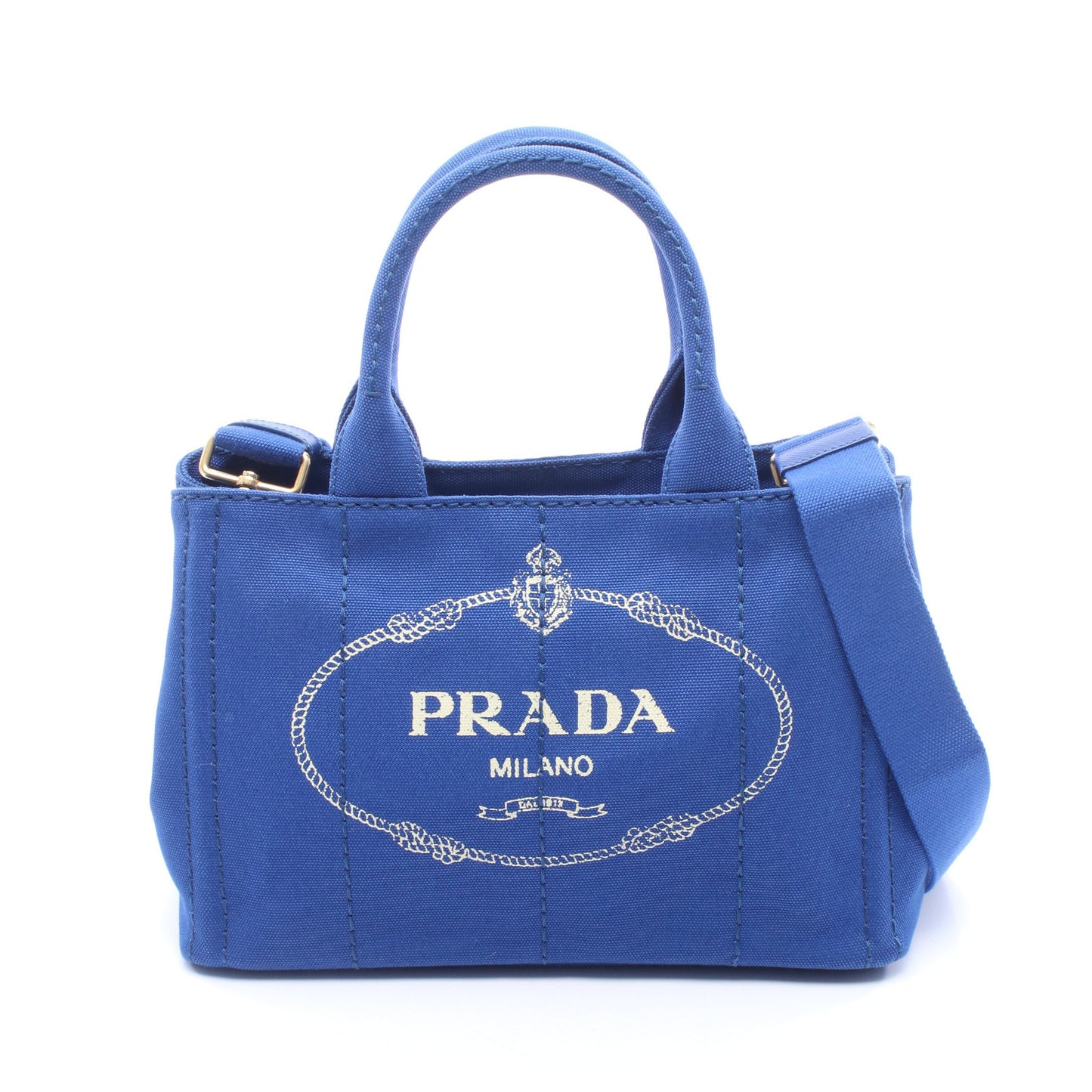 CANAPA カナパ 2WAY ハンドバッグ トートバッグ キャンバス ブルー プラダ バッグ PRADA