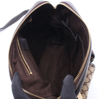 マカダム ショルダーバッグ キャンバス レザー ベージュ ダークブラウン セリーヌ バッグ CELINE