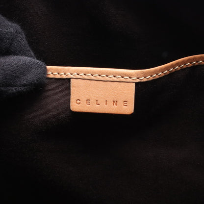 マカダム ミニボストンバッグ ハンドバッグ PVC レザー ダークブラウン ベージュ セリーヌ バッグ CELINE
