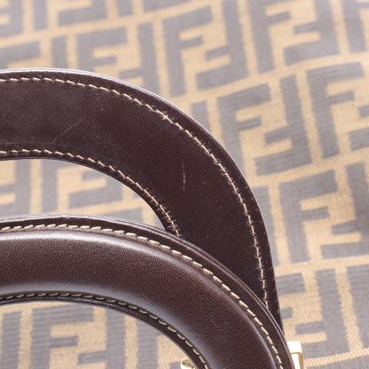 ズッカ ハンドバッグ トートバッグ キャンバス レザー ブラウン ダークブラウン フェンディ バッグ FENDI