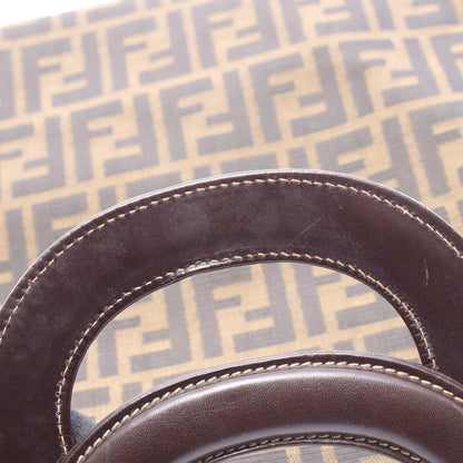 ズッカ ハンドバッグ トートバッグ キャンバス レザー ブラウン ダークブラウン フェンディ バッグ FENDI
