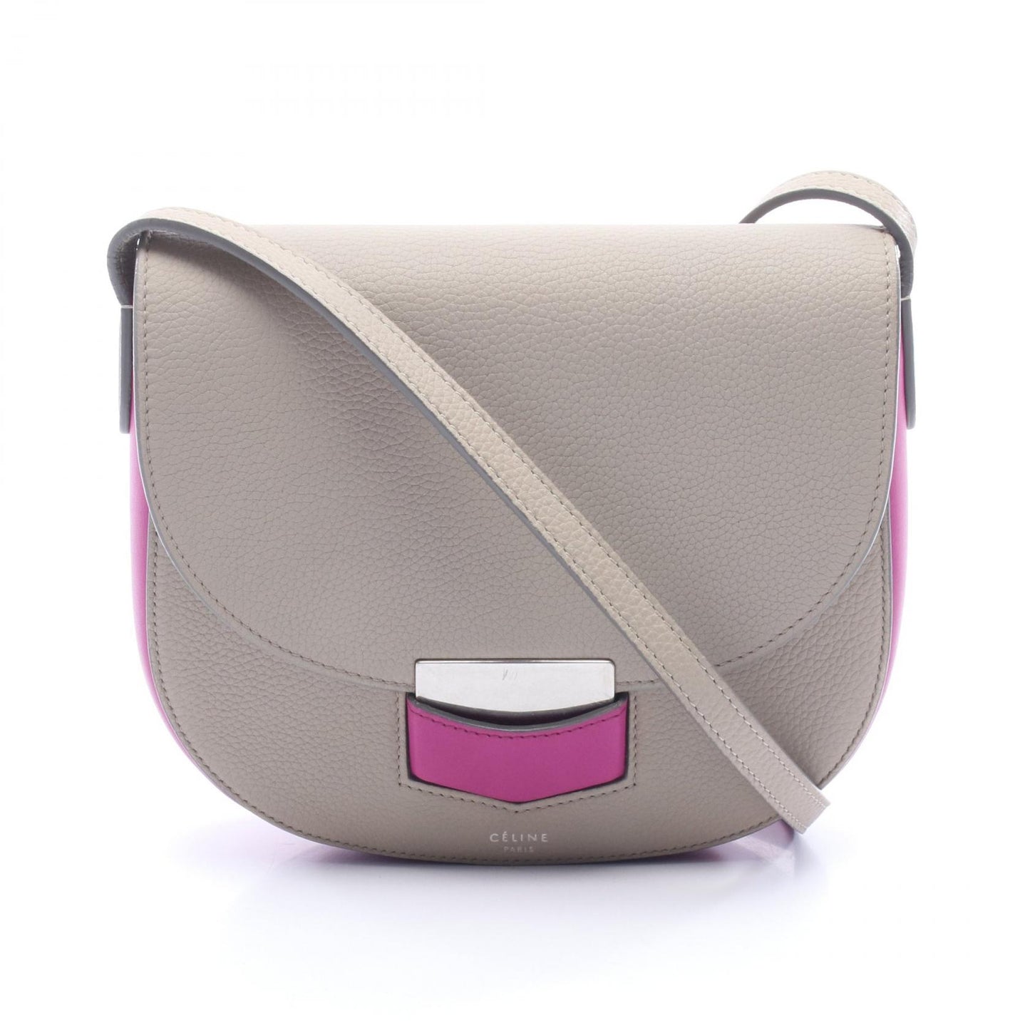 トロッター スモール バイカラー ショルダーバッグ レザー グレー ピンクパープル セリーヌ バッグ CELINE