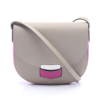 トロッター スモール バイカラー ショルダーバッグ レザー グレー ピンクパープル セリーヌ バッグ CELINE