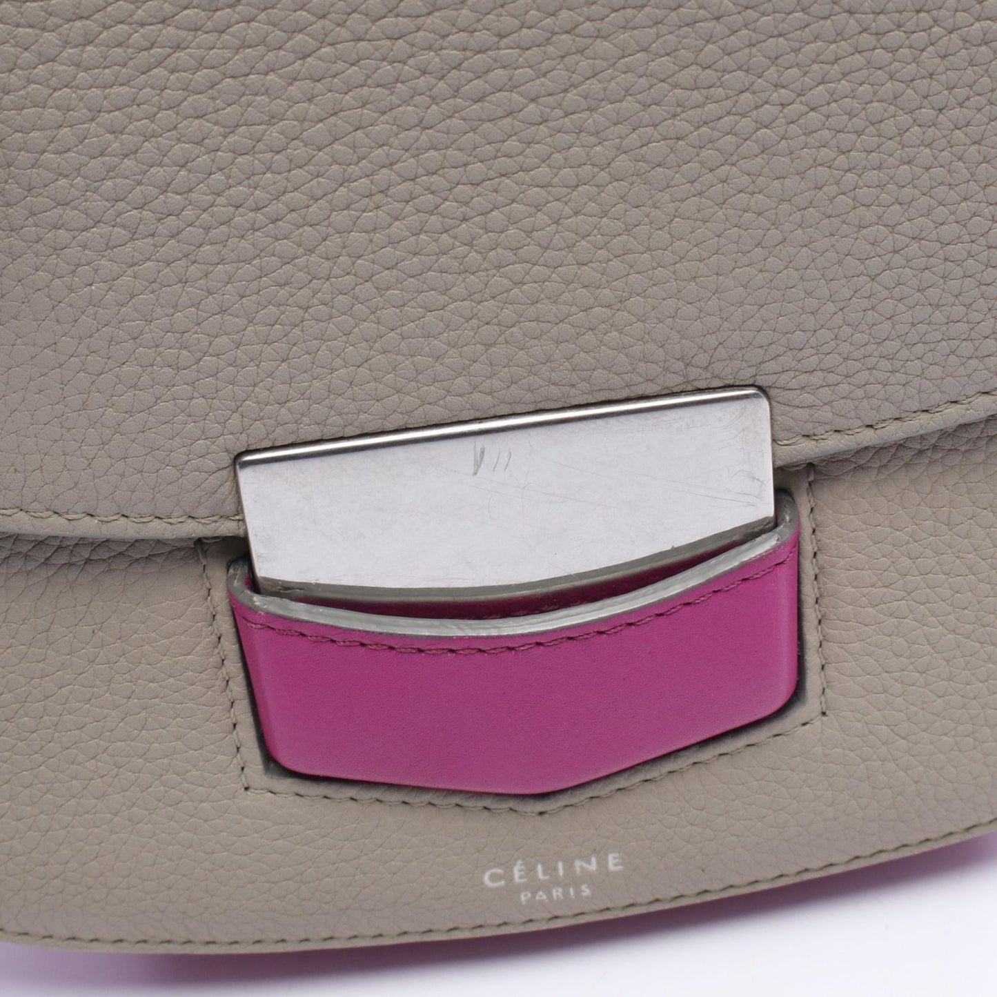 トロッター スモール バイカラー ショルダーバッグ レザー グレー ピンクパープル セリーヌ バッグ CELINE
