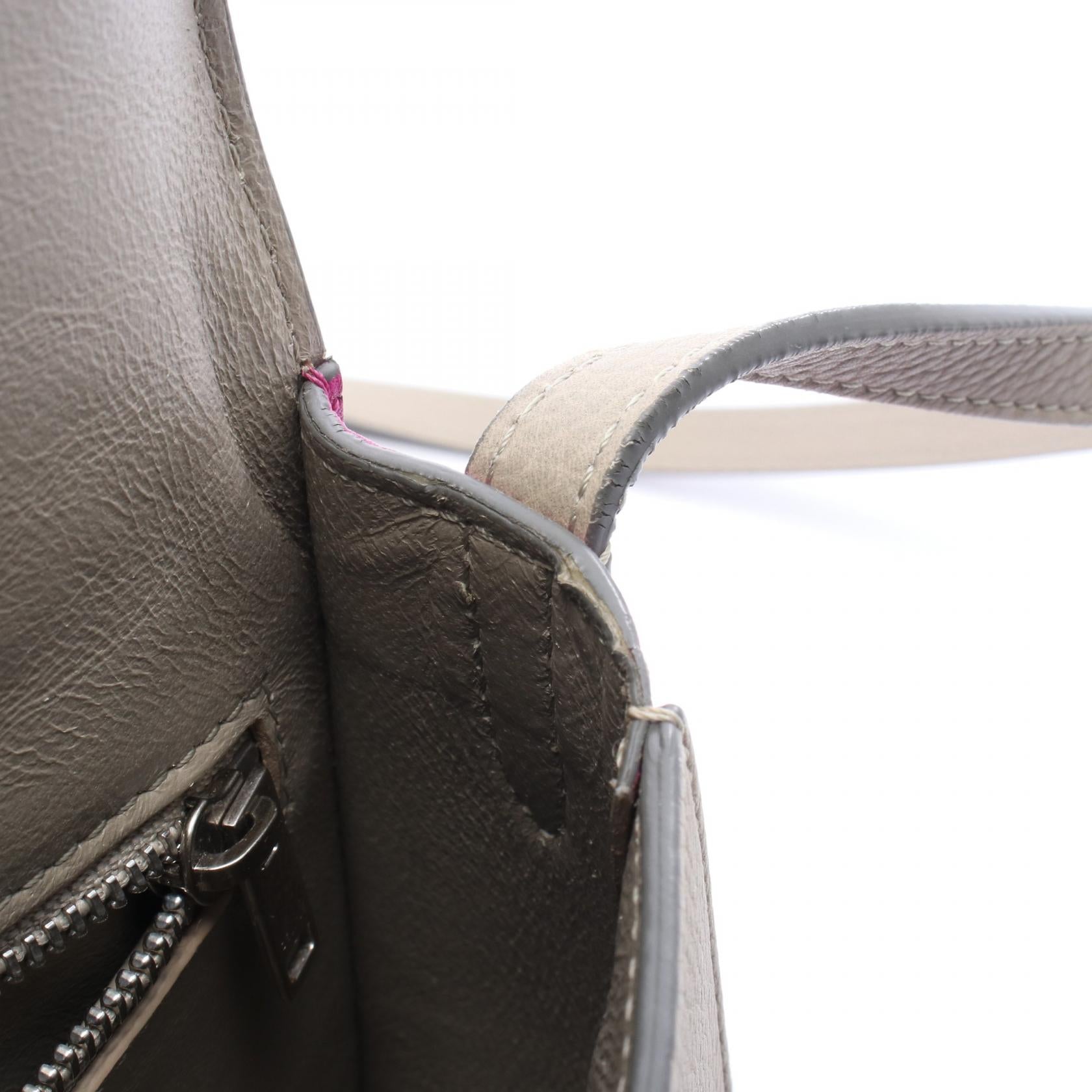 トロッター スモール バイカラー ショルダーバッグ レザー グレー ピンクパープル セリーヌ バッグ CELINE
