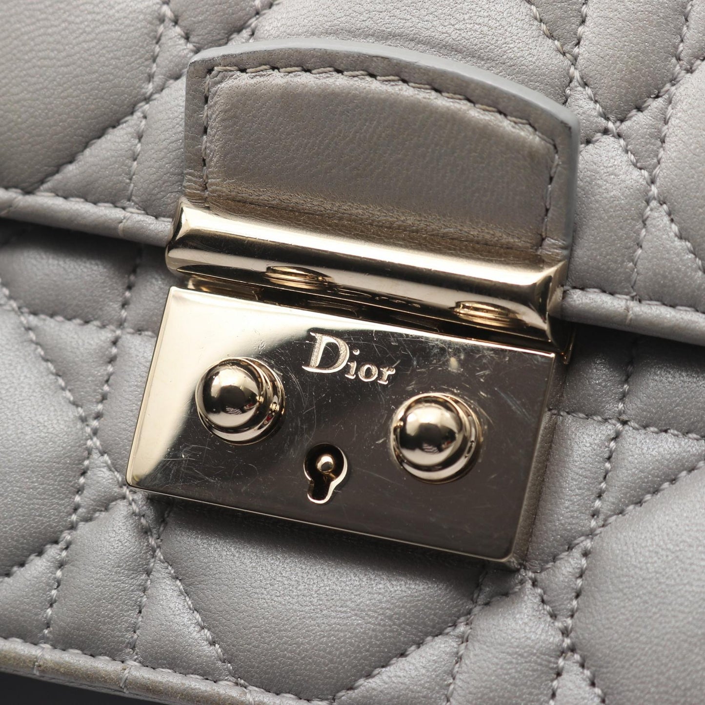 ミスディオール カナージュ チェーンウォレット レザー グレー クリスチャンディオール バッグ Christian Dior