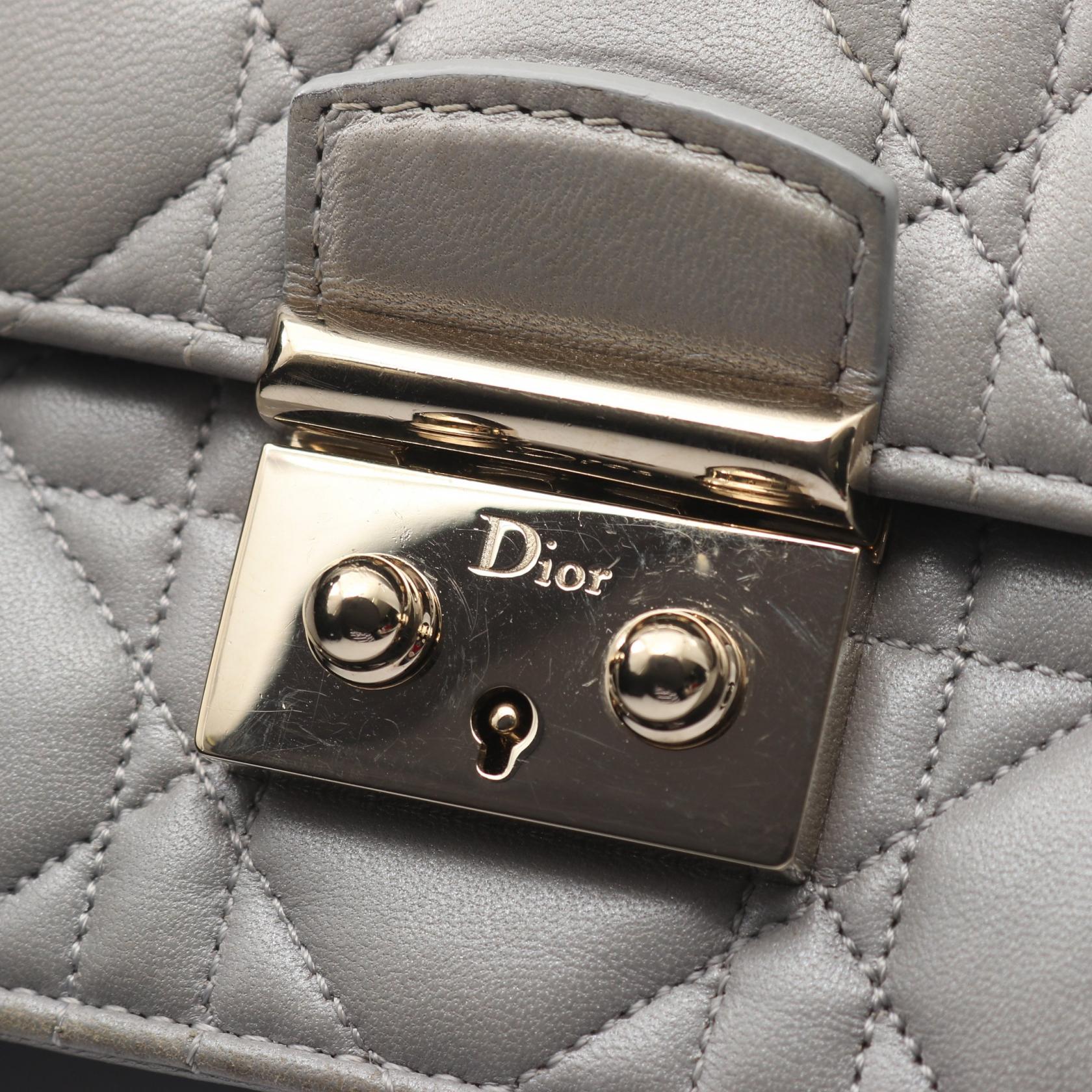 ミスディオール カナージュ チェーンウォレット レザー グレー クリスチャンディオール バッグ Christian Dior