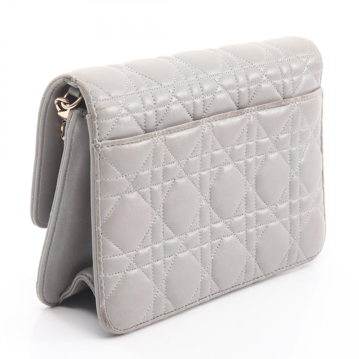 ミスディオール カナージュ チェーンウォレット レザー グレー クリスチャンディオール バッグ Christian Dior
