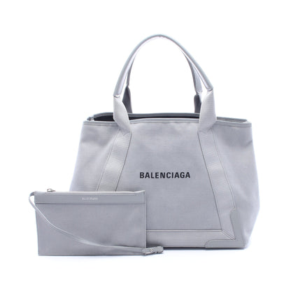 NAVY CABAS NEW M ネイビーカバ ハンドバッグ トートバッグ キャンバス レザー グレー バレンシアガ バッグ BALENCIAGA