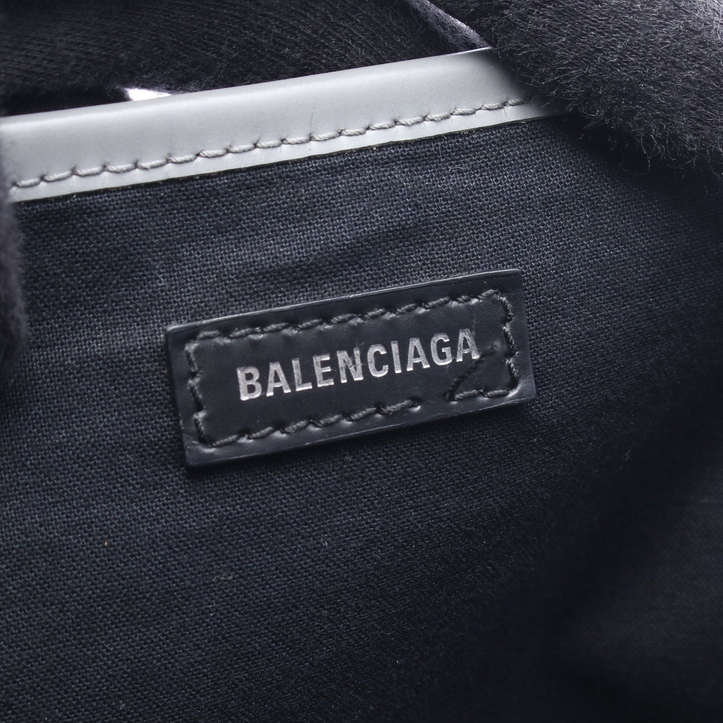 NAVY CABAS NEW M ネイビーカバ ハンドバッグ トートバッグ キャンバス レザー グレー バレンシアガ バッグ BALENCIAGA