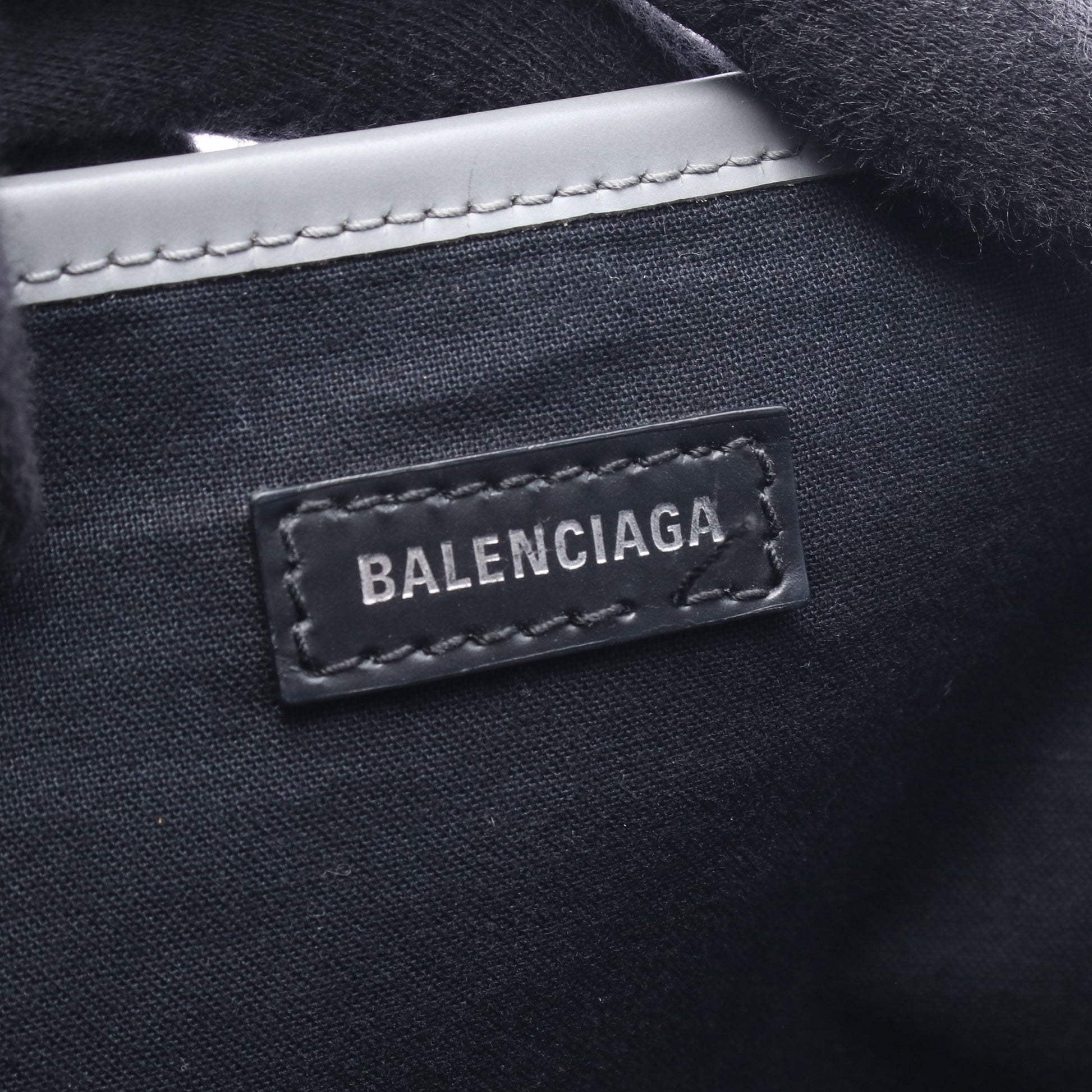 NAVY CABAS NEW M ネイビーカバ ハンドバッグ トートバッグ キャンバス レザー グレー バレンシアガ バッグ BALENCIAGA