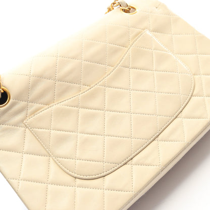 マトラッセ Wフラップ Wチェーンショルダーバッグ ラムスキン ベージュ ゴールド金具 シャネル バッグ CHANEL