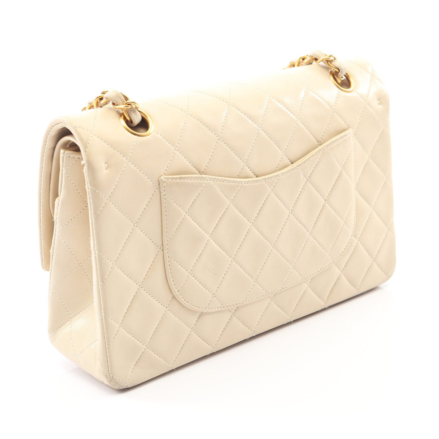 マトラッセ Wフラップ Wチェーンショルダーバッグ ラムスキン ベージュ ゴールド金具 シャネル バッグ CHANEL