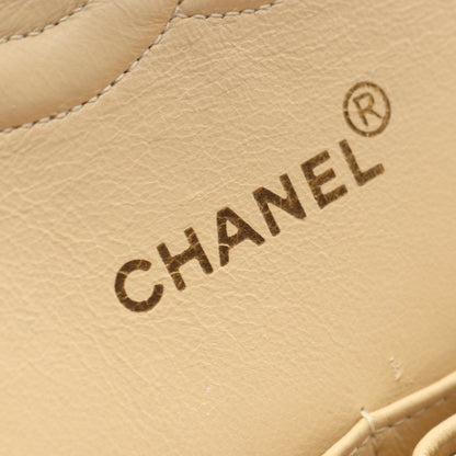 マトラッセ Wフラップ Wチェーンショルダーバッグ ラムスキン ベージュ ゴールド金具 シャネル バッグ CHANEL
