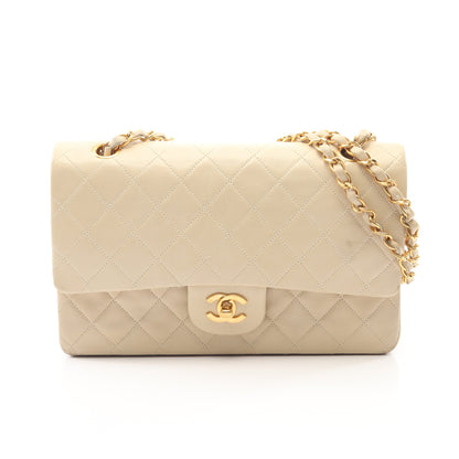 マトラッセ Wフラップ Wチェーンショルダーバッグ ラムスキン ベージュ ゴールド金具 シャネル バッグ CHANEL