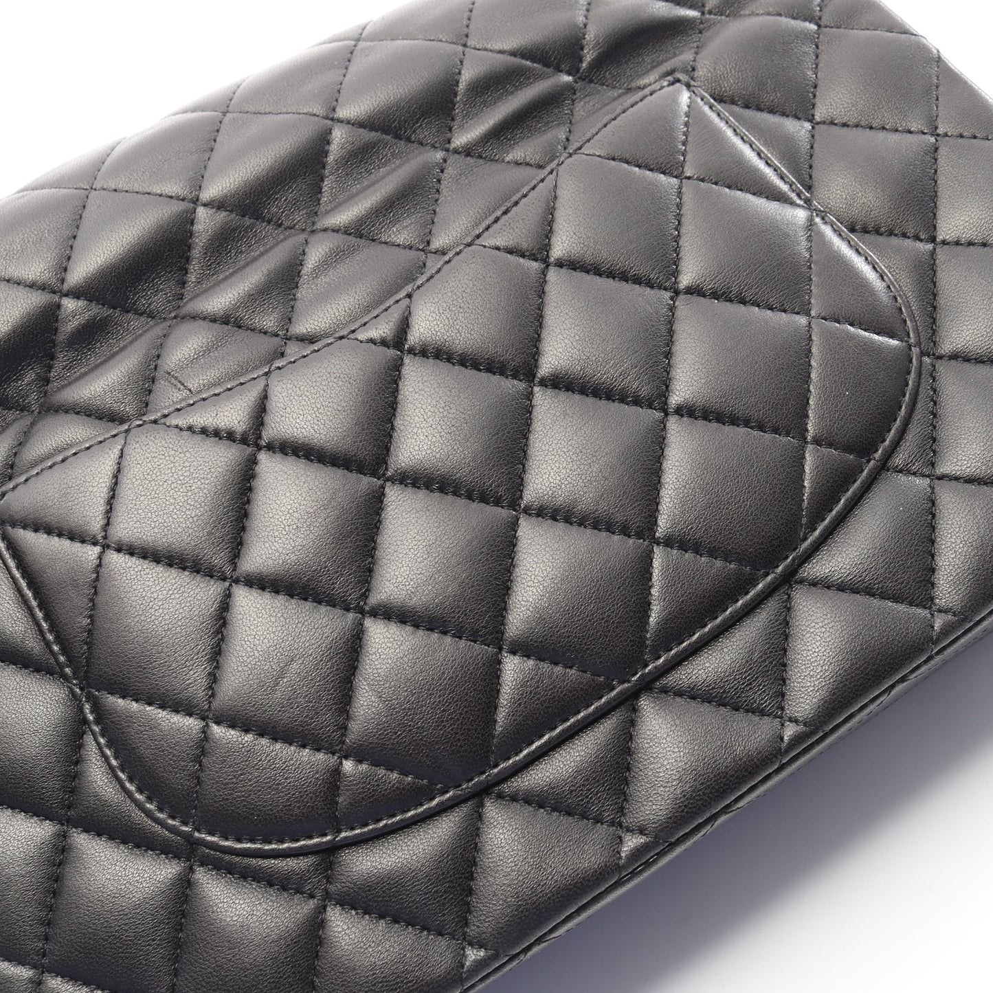 マトラッセ Wフラップ Wチェーンショルダーバッグ ラムスキン ブラック シルバー金具 シャネル バッグ CHANEL