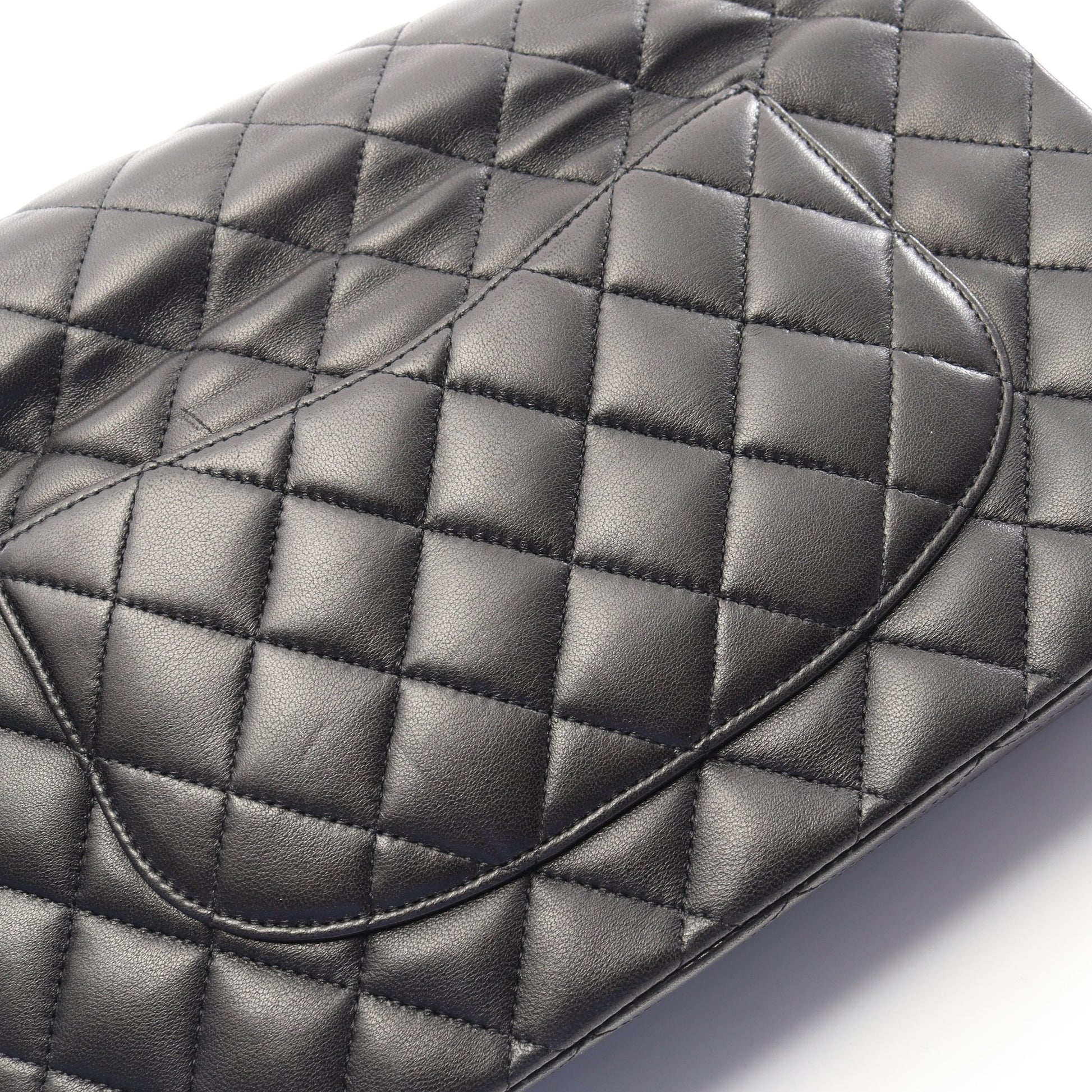 マトラッセ Wフラップ Wチェーンショルダーバッグ ラムスキン ブラック シルバー金具 シャネル バッグ CHANEL