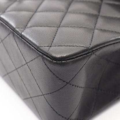 マトラッセ Wフラップ Wチェーンショルダーバッグ ラムスキン ブラック シルバー金具 シャネル バッグ CHANEL