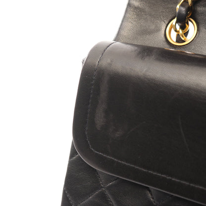 マトラッセ Wフラップ Wチェーンショルダーバッグ ラムスキン ブラック ゴールド金具 シャネル バッグ CHANEL