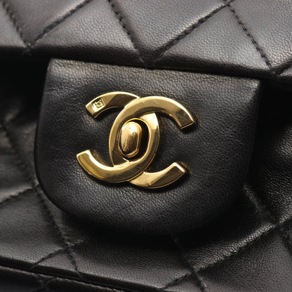 マトラッセ Wフラップ Wチェーンショルダーバッグ ラムスキン ブラック ゴールド金具 シャネル バッグ CHANEL
