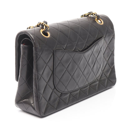 マトラッセ Wフラップ Wチェーンショルダーバッグ ラムスキン ブラック ゴールド金具 シャネル バッグ CHANEL