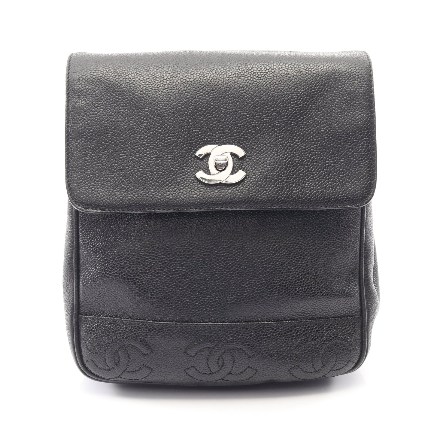トリプルココマーク バックパック リュックサック キャビアスキン ブラック ゴールド金具 シャネル バッグ CHANEL