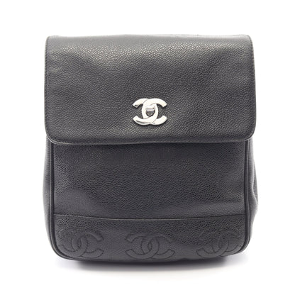 トリプルココマーク バックパック リュックサック キャビアスキン ブラック ゴールド金具 シャネル バッグ CHANEL