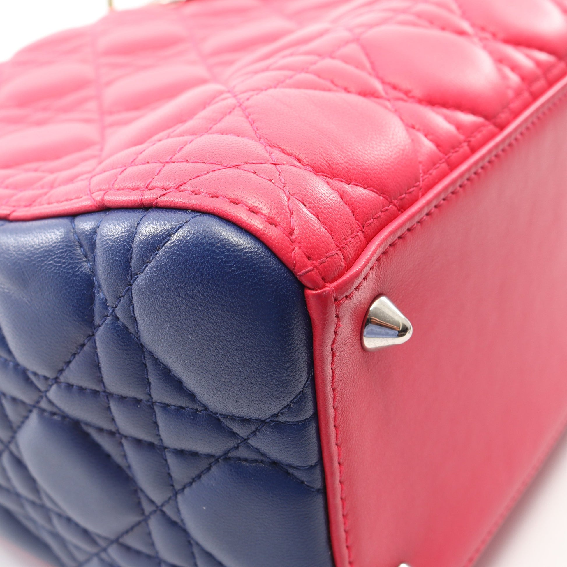 LADY DIOR レディディオール カナージュ 2WAY ハンドバッグ レザー ピンクパープル イエローグリーン ブルー クリスチャンディオール バッグ Christian Dior