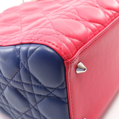 LADY DIOR レディディオール カナージュ 2WAY ハンドバッグ レザー ピンクパープル イエローグリーン ブルー クリスチャンディオール バッグ Christian Dior