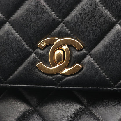 マトラッセ ハンドバッグ ラムスキン ブラック ゴールド金具 シャネル バッグ CHANEL