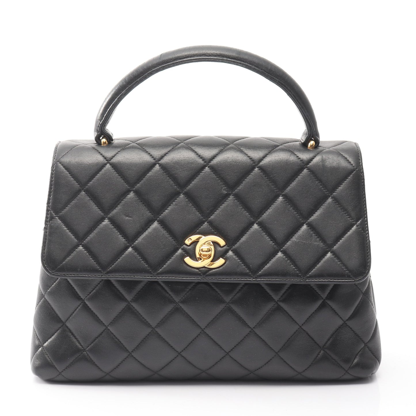 マトラッセ ハンドバッグ ラムスキン ブラック ゴールド金具 シャネル バッグ CHANEL