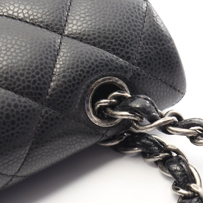 デカマトラッセ34 Wフラップ Wチェーンショルダーバッグ キャビアスキン ブラック シルバー金具 シャネル バッグ CHANEL