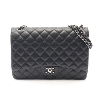 デカマトラッセ34 Wフラップ Wチェーンショルダーバッグ キャビアスキン ブラック シルバー金具 シャネル バッグ CHANEL